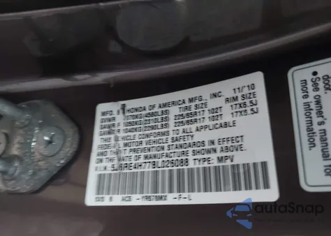 2011 Honda Cr-V Ex-L from USA, damaged, VIN 5J6RE4H77BL026088